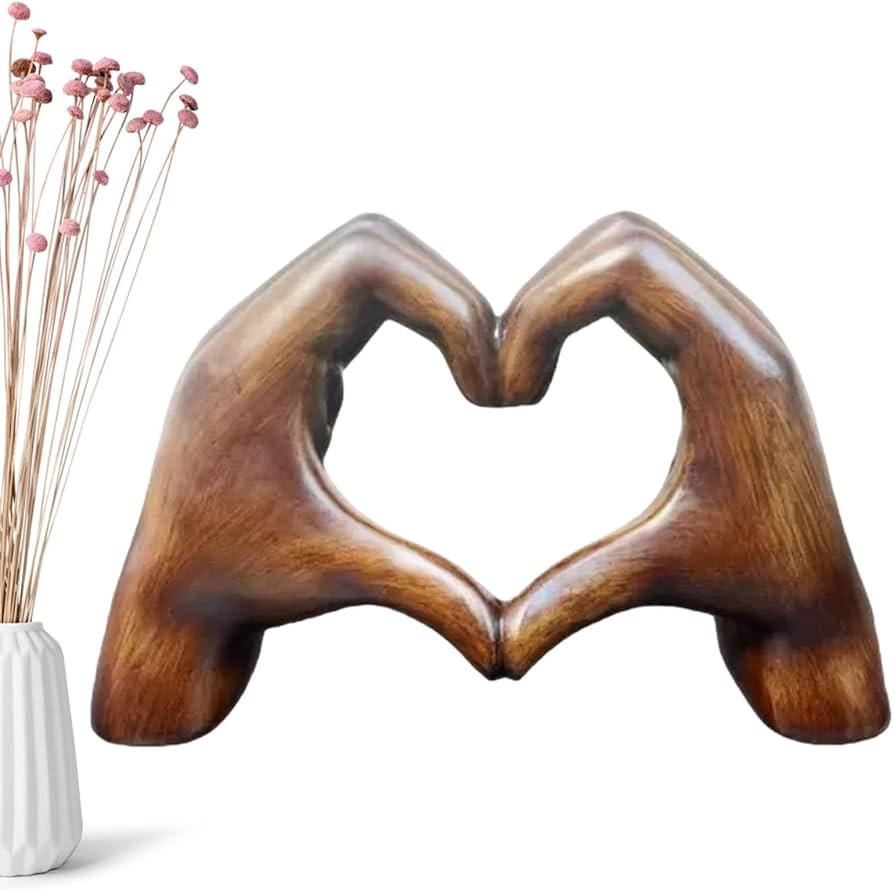 Amazon.co.jp: ハートの手の置物 - カップルの手の像、ハートの手の